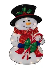 Northlight 30.5in Lighted Snowman with Candy Canes Christmas Outdoor Display