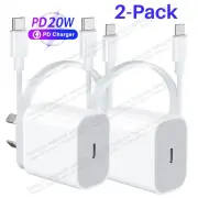 2PACK Fast Charger Adapter 20W USB-C to iPhone Cable For iPhone 14 13 12 11 Cord
