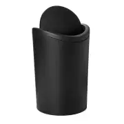 Superio Small Modern Plastic Black Bathroom Trash Can with Lid 6 Liter