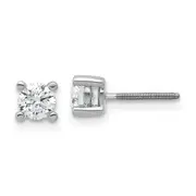 14k White Gold 2/3 ctw Lab Grown Diamond VS/SI+ G+ Round 4 Prong Heavy Wt. Screwback Stud Earrings