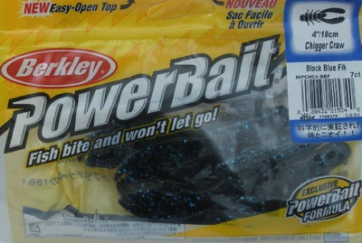Berkley 1128473 MPCHC4-BBF Powerbait 4" Chigger Craw Black W/Blue Fleck