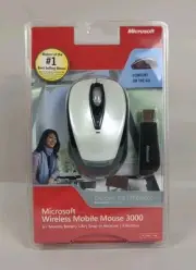 Microsoft Wireless Mobile Mouse 3000 PC ~ Mac Tilt Wheel USB Silver/Black New!