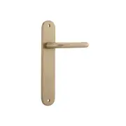 Iver Oslo Lever Door Handle on Oval Backplate Brushed Brass