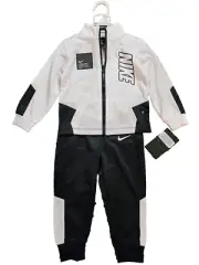 New Nike Boys 2 Piece Jacket, Pant Set, White Black Size 24Mo.