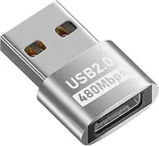 USB C Female - USB C Female to USB Male | Aluminum Housing | USB 2.0 Data Transfer Speeds Flash Drives for Hub, mousee, Cell Phone | USB to USB Adapters (Black/Silver)