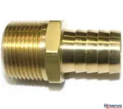 3/4" Barb x 3/4" NPT Male Brass Hose Fitting, Air Gas Water Fuel Interstate FM99