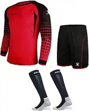 [KELME] Soccer Goalie Jersey Padded Uniform Kit - Goalkeeper Jersey, Shorts, Socks - Mens Football Padded Shirt Kids/Adult size