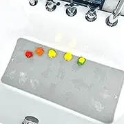 BOPPIE Silicone Bath Mat for Tub Non Slip Non-Slip Shower Mats for Tub Kids,Anti-Slip-Resistant Bathtub Tub Mats Bathroom Mat XL Large Bath Mat 35X15 Inches (Carbon Grey)
