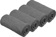 uxcell Cooling Towel 40"x12", 4 Pcs Ice Towel for Neck and Face, Soft Breathable Chilly Sweat Absorbing for Yoga Sports Camping Fitness Running Golf, Dark Gray