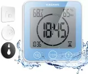 KADAMS Digital Bathroom Shower Kitchen Clock Timer with Alarm, Waterproof Water