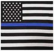 USA Thin Blue Line Police 22"x22" Cotton Bandanna Face Mask Handkerchief