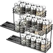 MOTYYA Spice Rack Organiser for Cabinet, 2-Tier Easy to Install Pull Out Spice Cabinet Organizers, Slide Out Seasoning Spice Racks for Kitchen Cabinets and Pantry (2 Pack)