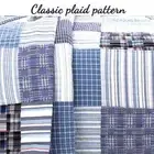 NEW! ~ COZY CLASSIC BLUE DENIM NAVY WHITE RED GREY PLAID PATCHWORK QUILT SET