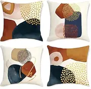 FLORICA Throw Pillow Case Cushion Cover Set of 4 Linen Square Cushion Covers Decorations for Sofa Couch Bed 18" x 18" Cushion Covers