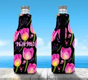 Tulips Personalised Stubby Holder Zip Up Bottle Cooler Collapsible