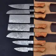 Handmade Custom Chef Knife Set – Full Tang High Carbon Steel Knives with Leather