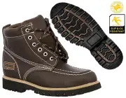 Mens Brown Work Boots Real Leather Lace Up Slip Resistant Shoes Trabajo