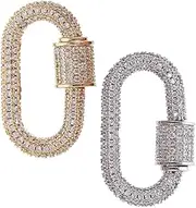 [FRCOLOR] 2pcs Durable Copper Screw Lock Jewelry Connectors Chic Carabiner Locks for DIY Necklace and Bracelet Making Safe and Practical Clasp Accessories Gold and Silver
