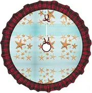 [VPPUR] 3D Beautiful Maritime Summer Print Xmas Tree Skirt Santa Xmas Decor Holiday Party 48''36''30''Christmas Tree Skirt