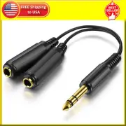 1/4" 6.35mm Stereo Plug/Male to Dual 1/4" 6.35mm Jack/Female Splitter Adapter