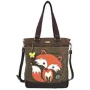New Chala WORK TOTE Crossbody Pleather Bag FOX Olive Stripes Large Convertible