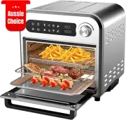 10L Air Fryer Compact Oven Rapid Air Circulation 7 Presets Temp Control Silver