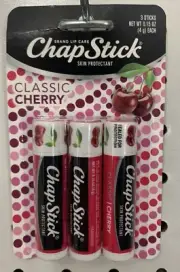 Chapstick 3 pack Classic Cherry Lip Care BRAND NEW SEALED Chapped
