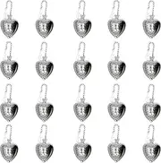 MIAO JIN 20Pcs Stainless Steel Tea Infuser Mesh Heart Shaped Tea Strainer With chain Spoon Sugar Flour Sifters Filters Tea Interval Diffuser for Loose Leaf, Spices, Seasonings
