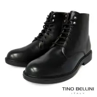 在飛比找Yahoo奇摩購物中心優惠-TINO BELLINI 男款 牛皮革拼接側拉鍊綁帶中筒靴