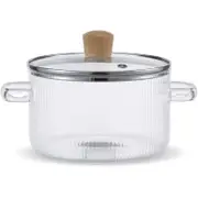 NNEOBA 1.6L Borosilicate Glass Saucepan with Lid Clear Heat-Resistant Pot