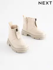 Neutral White Chunky Quilted Zip Front Boots (K75323) | $19 - $22