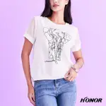 【HONOR 山形屋】透膚線條纏繞畫上衣