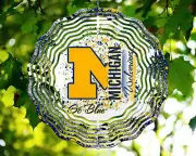 10" Michigan Go Blue Wolverines Wind Spinner Yard Art Decor 3D Kinetic rws127