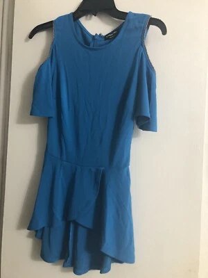 bebe womens top chain peplum summer 18 methyl blue Size S