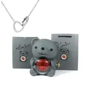 Eternal Rose Teddy Bear Gift Box with Necklace (Gray Silver)