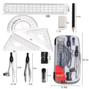 10Pcs Geometry Protractor Drawing School Compasses Set Math Eraser For Students