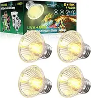 Bonlux E27 Reptile Heat Lamp Terrarium 50 W UVA UVB Dimmable Halogen Bulb 220-240 V Pet Heating Lamp Light Bulb for Reptiles Lizards Turtles Snakes (Pack of 4)
