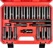 1/2-Inch Drive Deep Impact Socket Set, 20 Piece Metric Socket Set, 6 Point, Cr-V