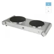 NEW Black 9 In Steel Electric Hot Plate Hotplate 2 Burner Stove Portable Camp