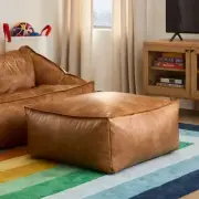 Unique Ottoman Moroccan Footstool Pouffe Genuine Leather Brown Unstuffed