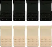 [FOTN] Adjustable Bra Extender 3 Hooks – Soft material Comfortable Fit, Fitting for Plus Size, Postpartum, and Maternity (8PCS, Black, Skin Color, 3 Hook, 0.75''inch), 8pcs, Black, Skin Color, 3 Hook, 0.75