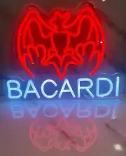 Bacardi Rum. Neon Light Up Sign. Dimmable Light Control. Can Be Hung Or Stood Up