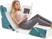 Longering Orthopedic Bed Wedge Pillow Set for Sleeping 6 PCS - Adjustable Triangle Pillow for Neck Leg Support with Washable Cover - 35D Foam Wedge Pillow Post Surgery for GERD & Snoring (White Blue)