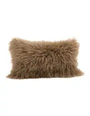 Naturally Sheepskins Long Wool Mongolian Sheepskin Cushion Cover in Mocha