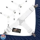 GORILLA GRIP Bed Sheet Straps, Adjustable Elastic Fasteners with Metal Clips,