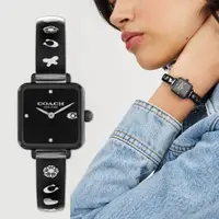 在飛比找PChome24h購物優惠-COACH 廣告款 方形手鐲女錶-優雅黑/22mm(CO14