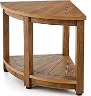 Corner Shower Stool with Storage Shelf - 18.5" Faux Wood Polystyrene Bench, Adjustable Anti-Slip Feet & Mold-Resistant Design for Bathroom/Outdoor Use