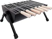 [GATE GARDEN] Briefcase Barbeque Grill - 6 Pcs (Black)| Tandoor Barbecue Grill Set With Skewers and Charcoal Tray (Foldable, Portable Barbeque Grill )| Outdoor Barbeque Grill Kit |Chicken Charcoal Grill