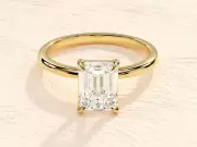 2.00 Ct Emerald-Cut Moissanite Solitaire Engagement Ring 14k Yellow Gold Plated