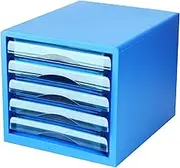 HSTBLEOO A4 Office Storage Box, Multi-Layer Storage Unit, Transparent Drawer File Cabinet(Color:Blue)